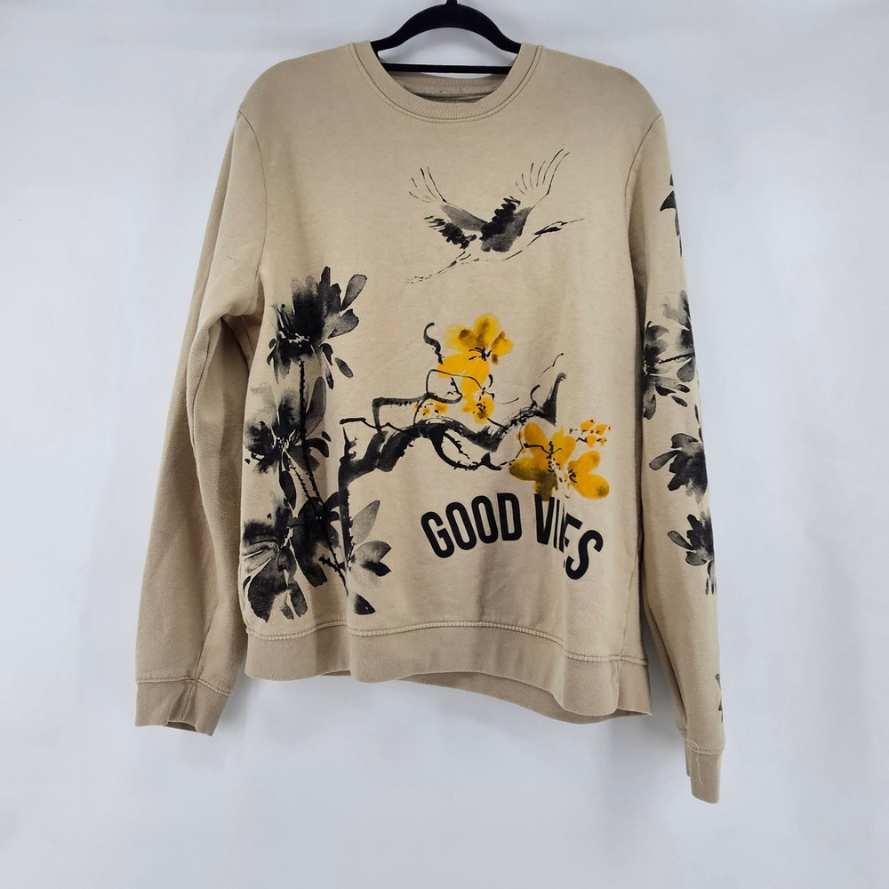 Blind Rooster Graphic Sweatshirt Good Vibes Crewneck Large Streetwear Casual